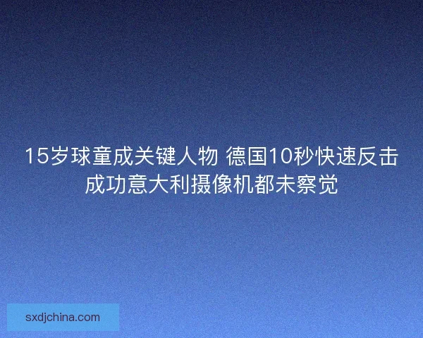 15岁球童成关键人物 德国10秒快速反击成功意大利摄像机都未察觉